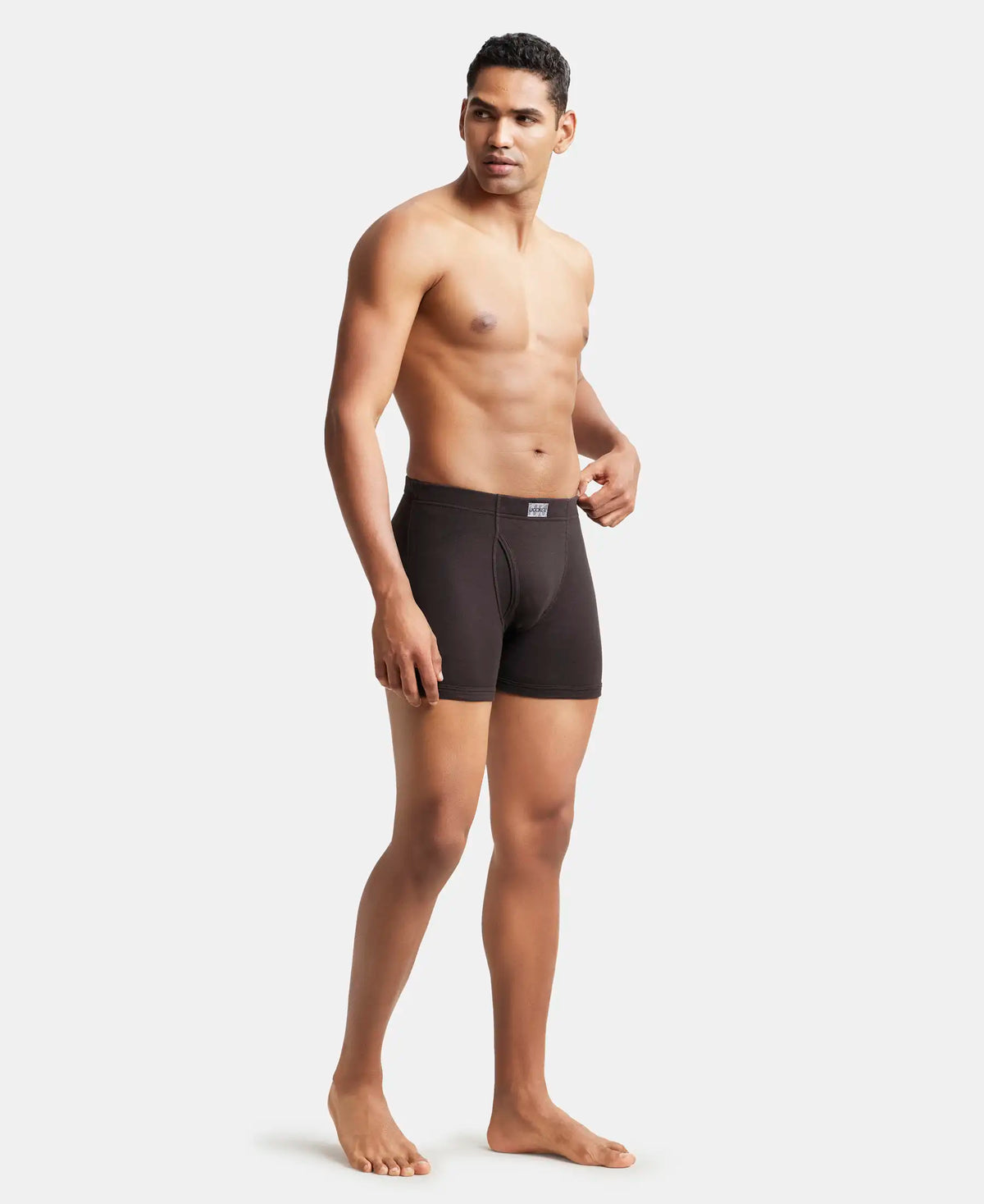 Super Combed Cotton Rib Solid Boxer Brief with Ultrasoft and Durable Waistband - Brown