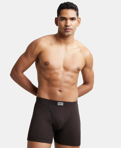 Super Combed Cotton Rib Solid Boxer Brief with Ultrasoft and Durable Waistband - Brown