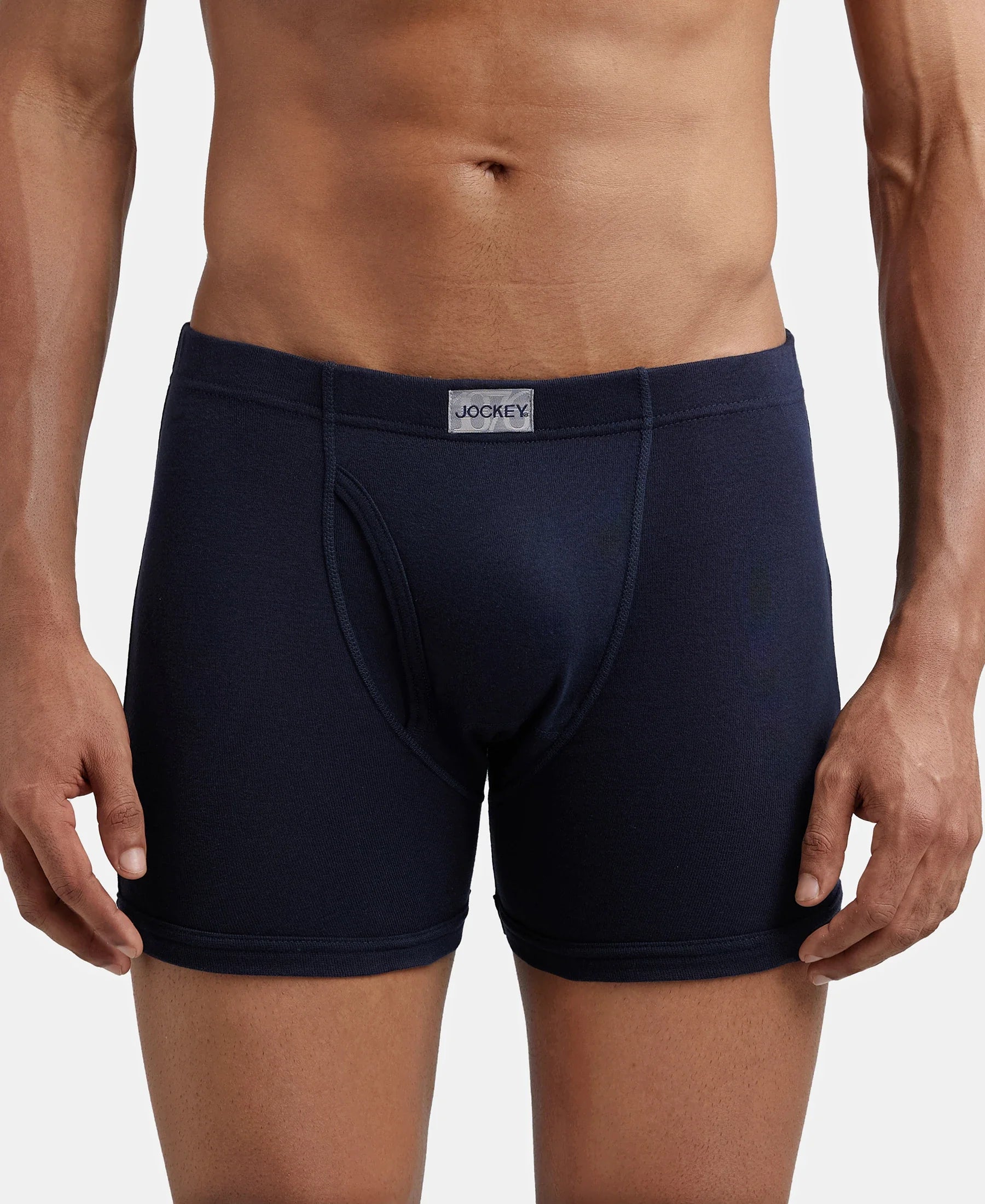 Super Combed Cotton Rib Solid Boxer Brief with Ultrasoft and Durable Waistband - Deep Navy