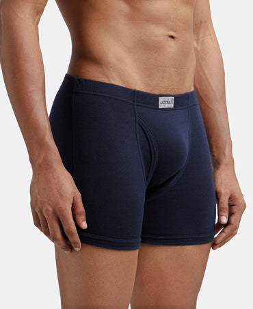 Super Combed Cotton Rib Solid Boxer Brief with Ultrasoft and Durable Waistband - Deep Navy