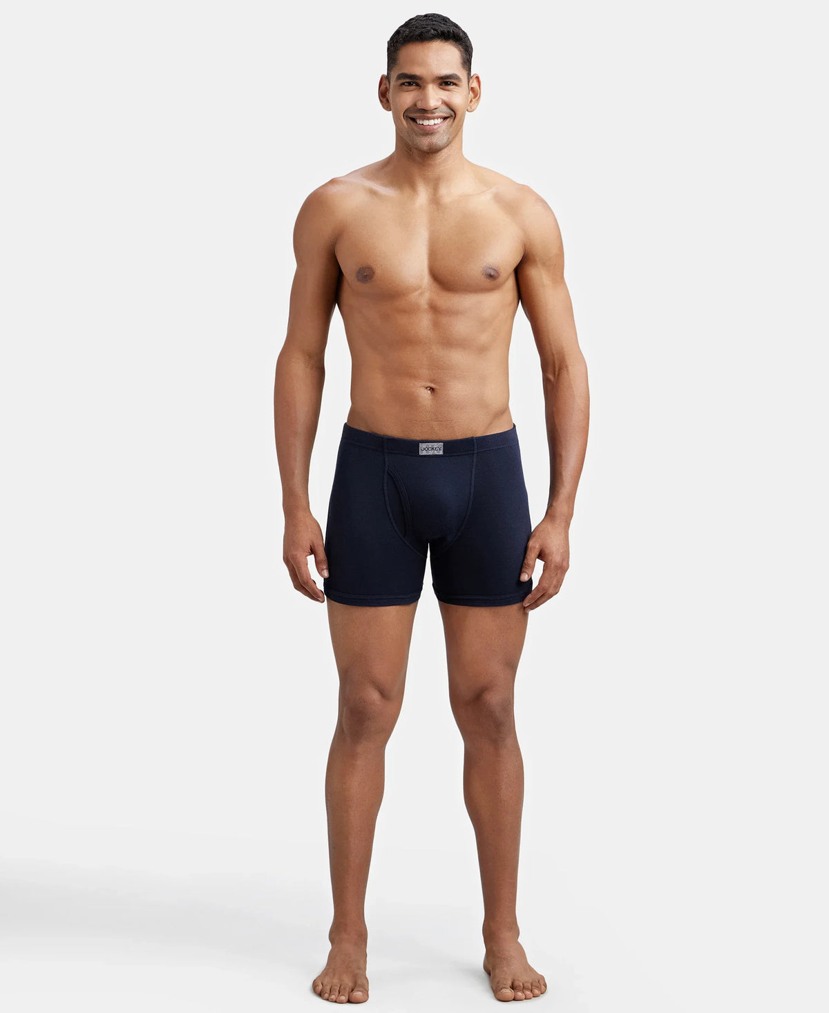 Super Combed Cotton Rib Solid Boxer Brief with Ultrasoft and Durable Waistband - Deep Navy