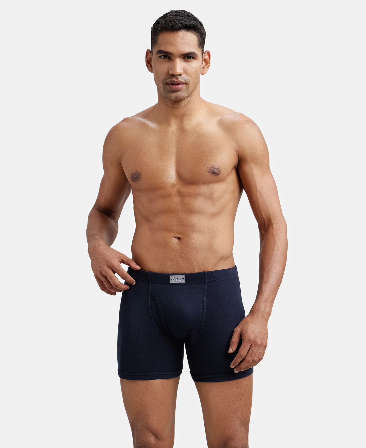 Super Combed Cotton Rib Solid Boxer Brief with Ultrasoft and Durable Waistband - Deep Navy