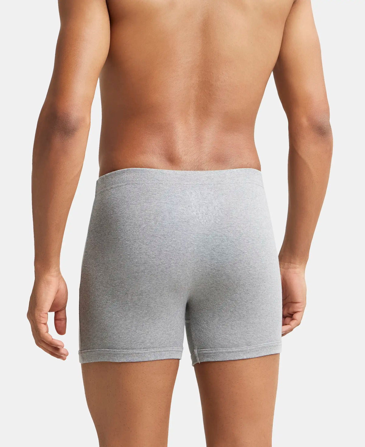 Super Combed Cotton Rib Solid Boxer Brief with Ultrasoft and Durable Waistband - Grey Melange