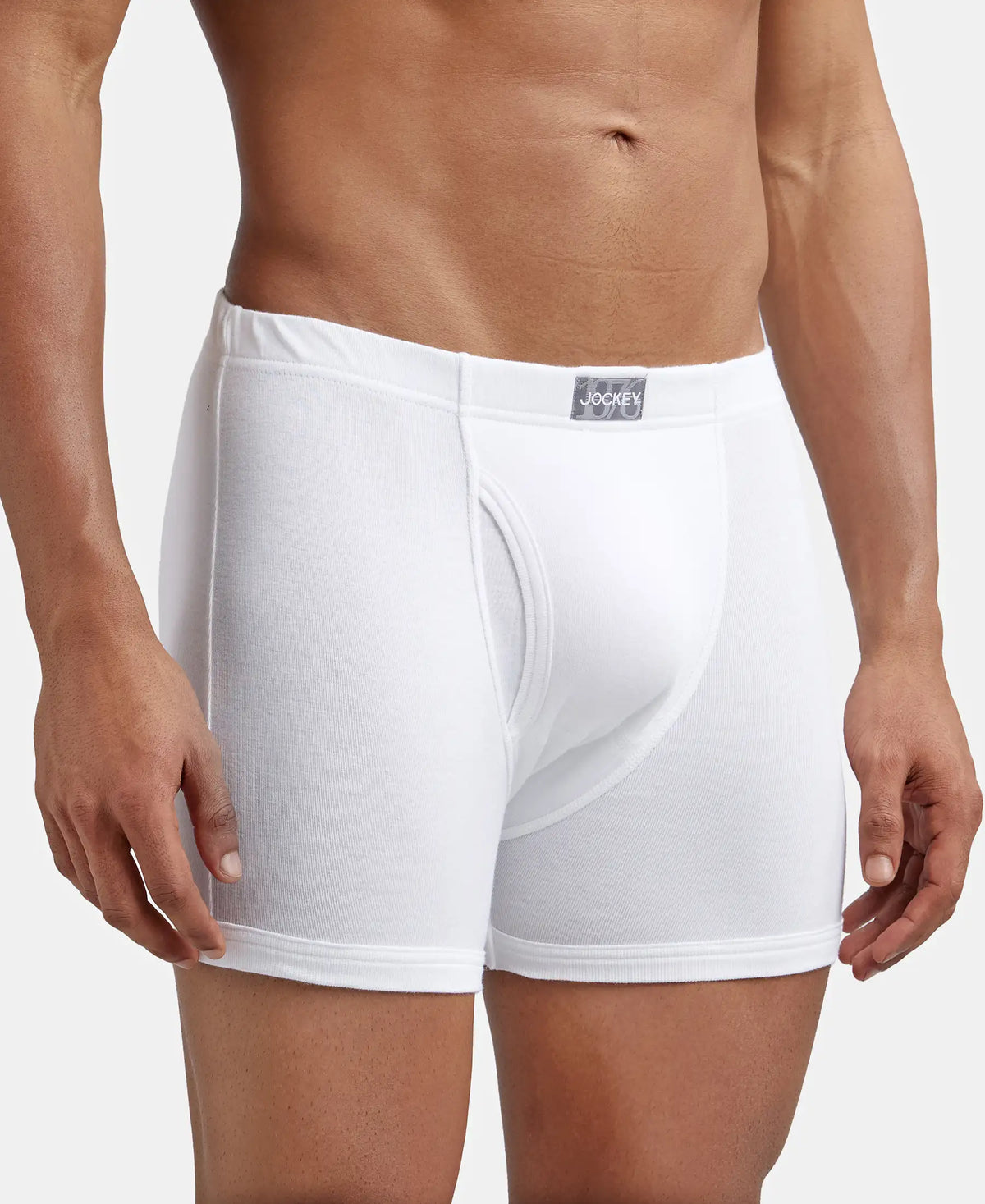Super Combed Cotton Rib Solid Boxer Brief with Ultrasoft and Durable Waistband - White (Pack of 2)
