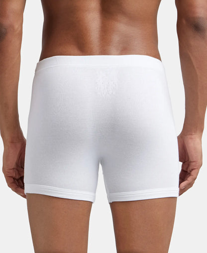 Super Combed Cotton Rib Solid Boxer Brief with Ultrasoft and Durable Waistband - White (Pack of 2)