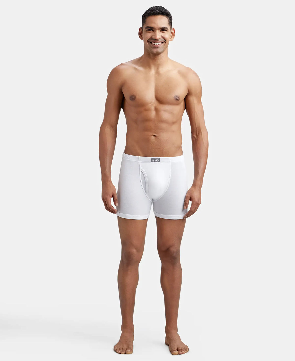 Super Combed Cotton Rib Solid Boxer Brief with Ultrasoft and Durable Waistband - White (Pack of 2)