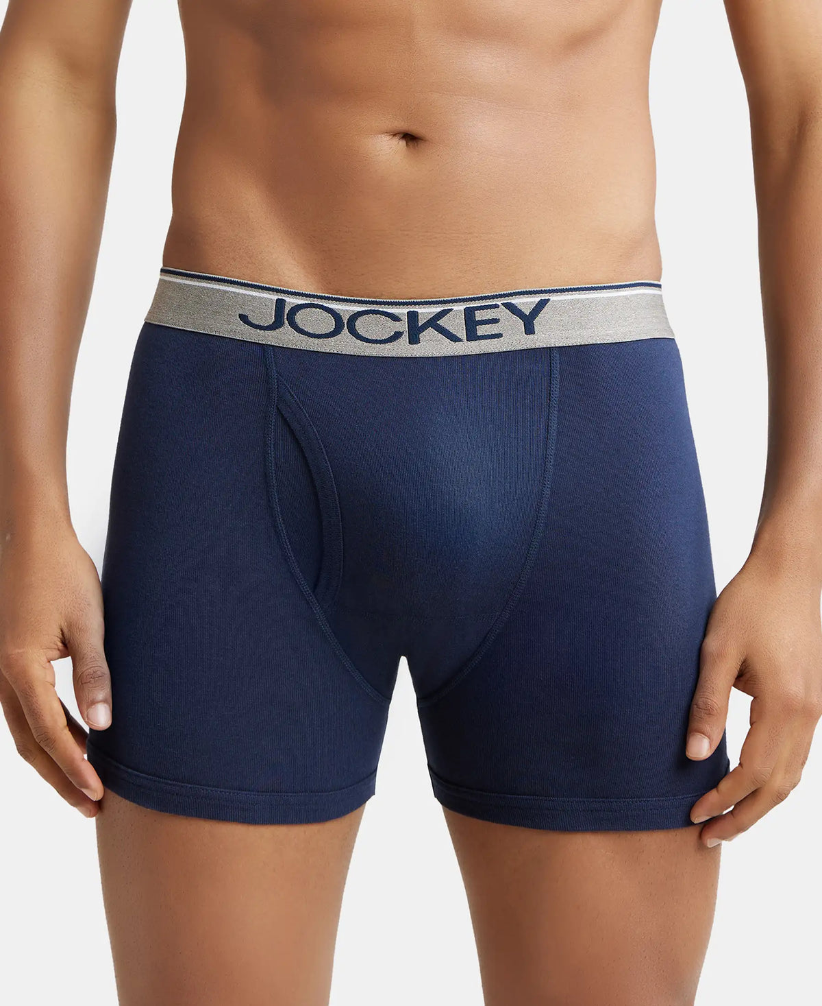 Super Combed Cotton Rib Solid Boxer Brief with Ultrasoft and Durable Waistband - Deep Navy