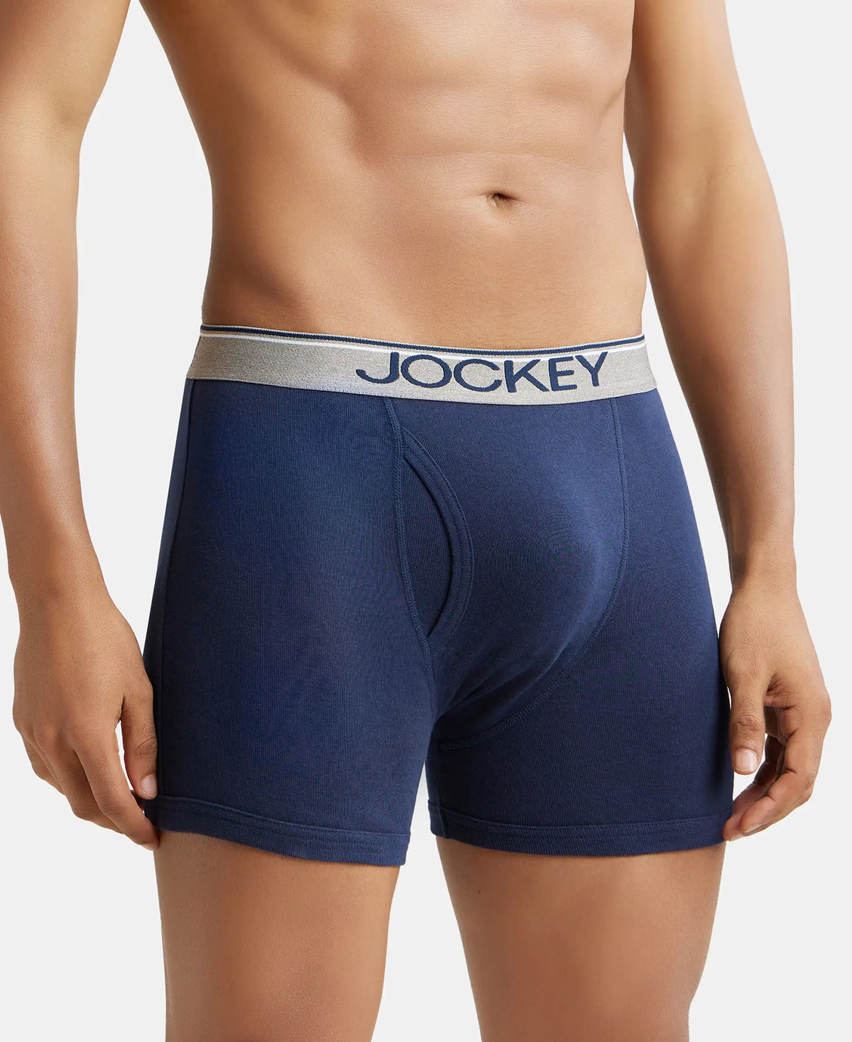 Super Combed Cotton Rib Solid Boxer Brief with Ultrasoft and Durable Waistband - Deep Navy