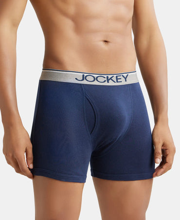 Super Combed Cotton Rib Solid Boxer Brief with Ultrasoft and Durable Waistband - Deep Navy
