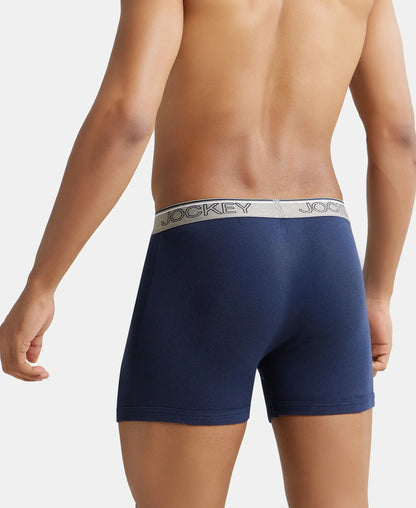 Super Combed Cotton Rib Solid Boxer Brief with Ultrasoft and Durable Waistband - Deep Navy