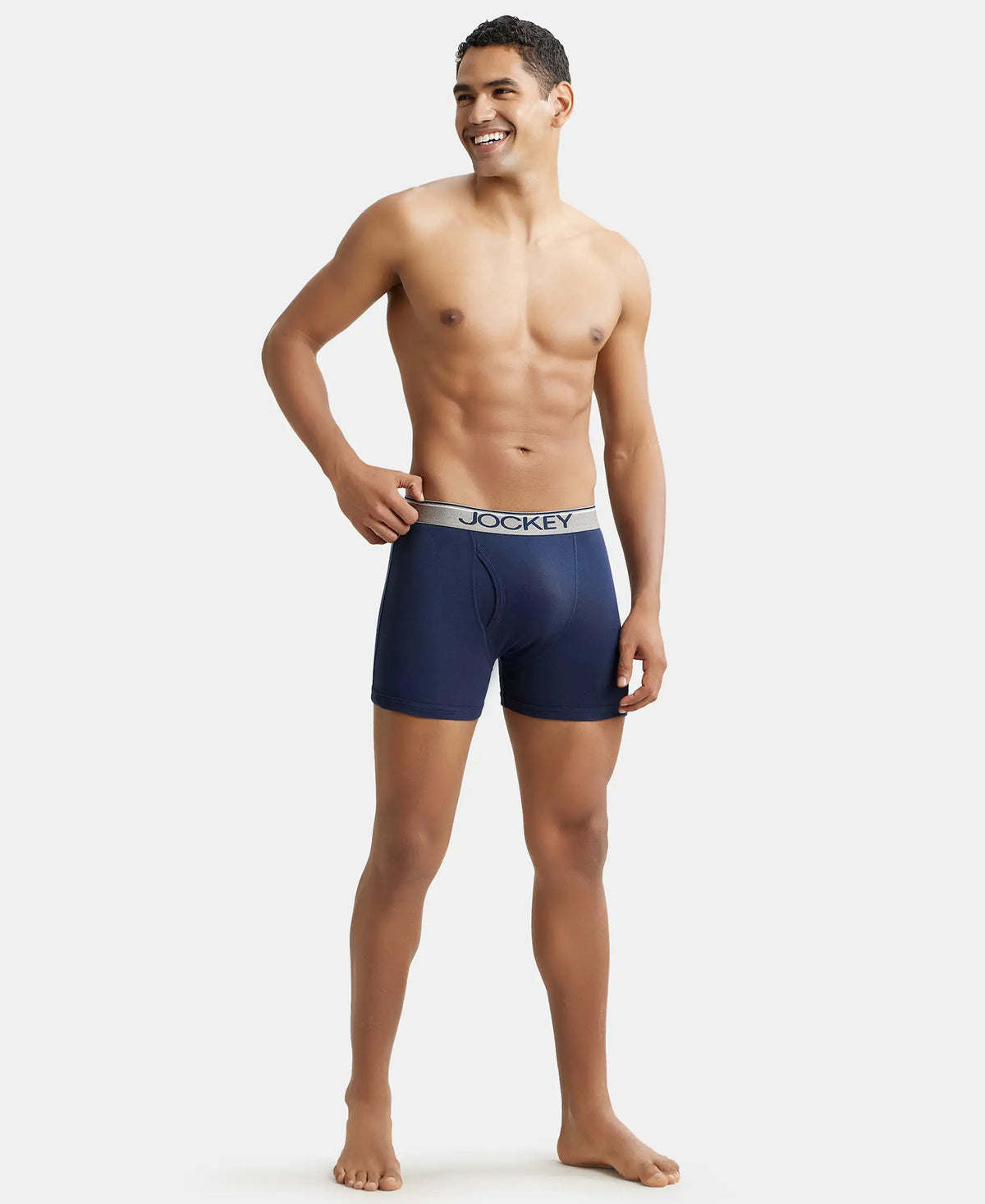 Super Combed Cotton Rib Solid Boxer Brief with Ultrasoft and Durable Waistband - Deep Navy
