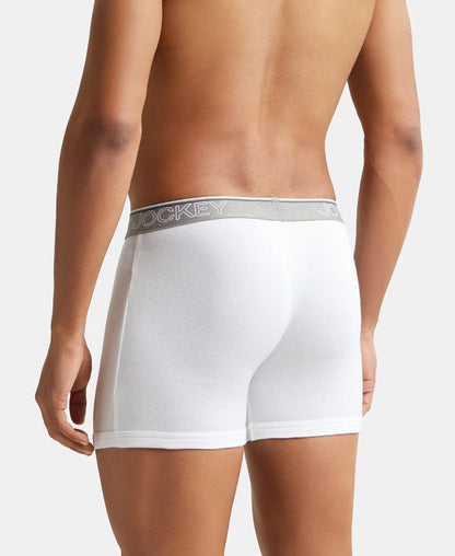 Super Combed Cotton Rib Solid Boxer Brief with Ultrasoft and Durable Waistband - White (Pack of 2)