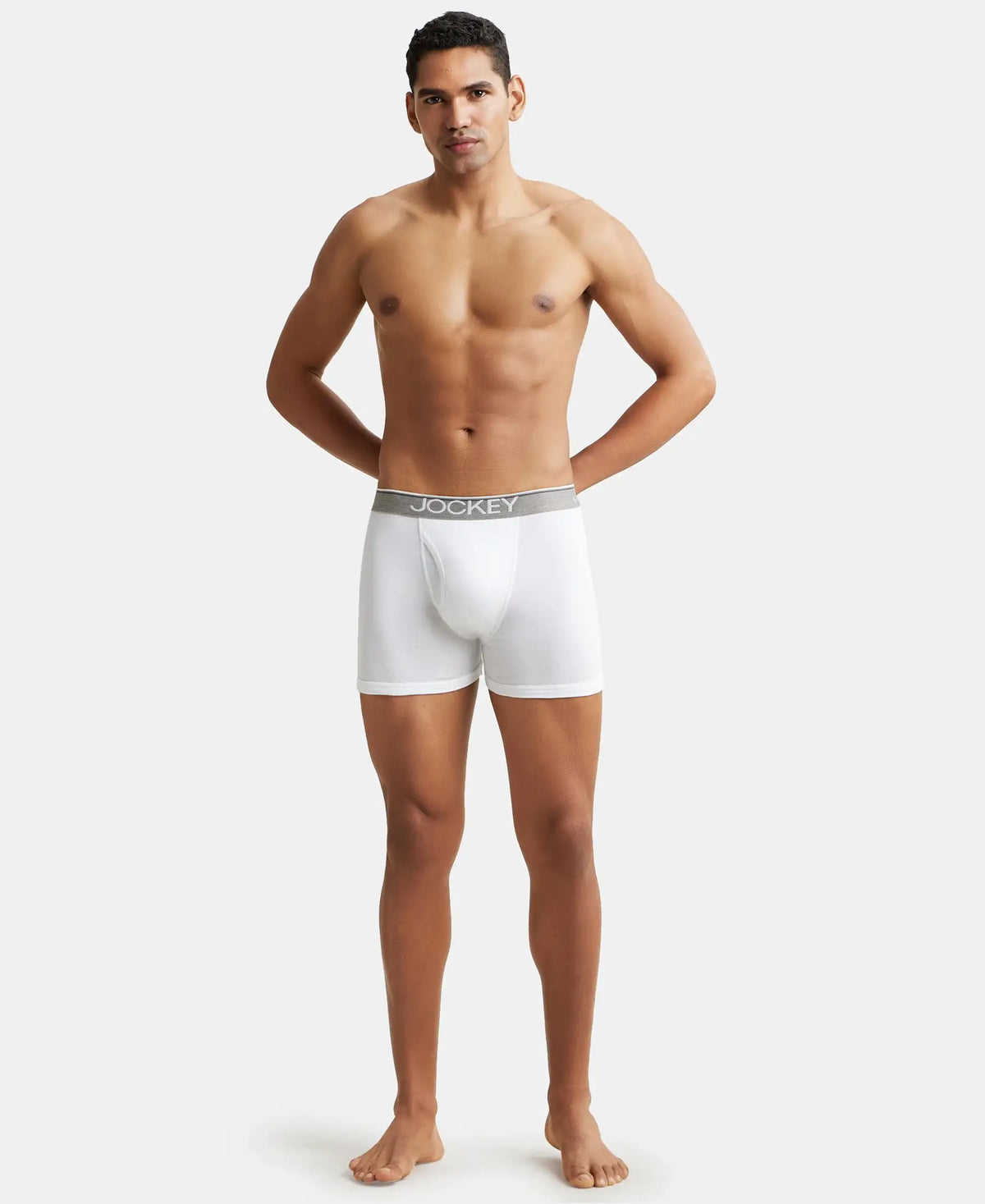 Super Combed Cotton Rib Solid Boxer Brief with Ultrasoft and Durable Waistband - White (Pack of 2)