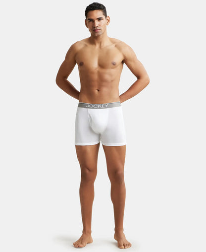 Super Combed Cotton Rib Solid Boxer Brief with Ultrasoft and Durable Waistband - White (Pack of 2)