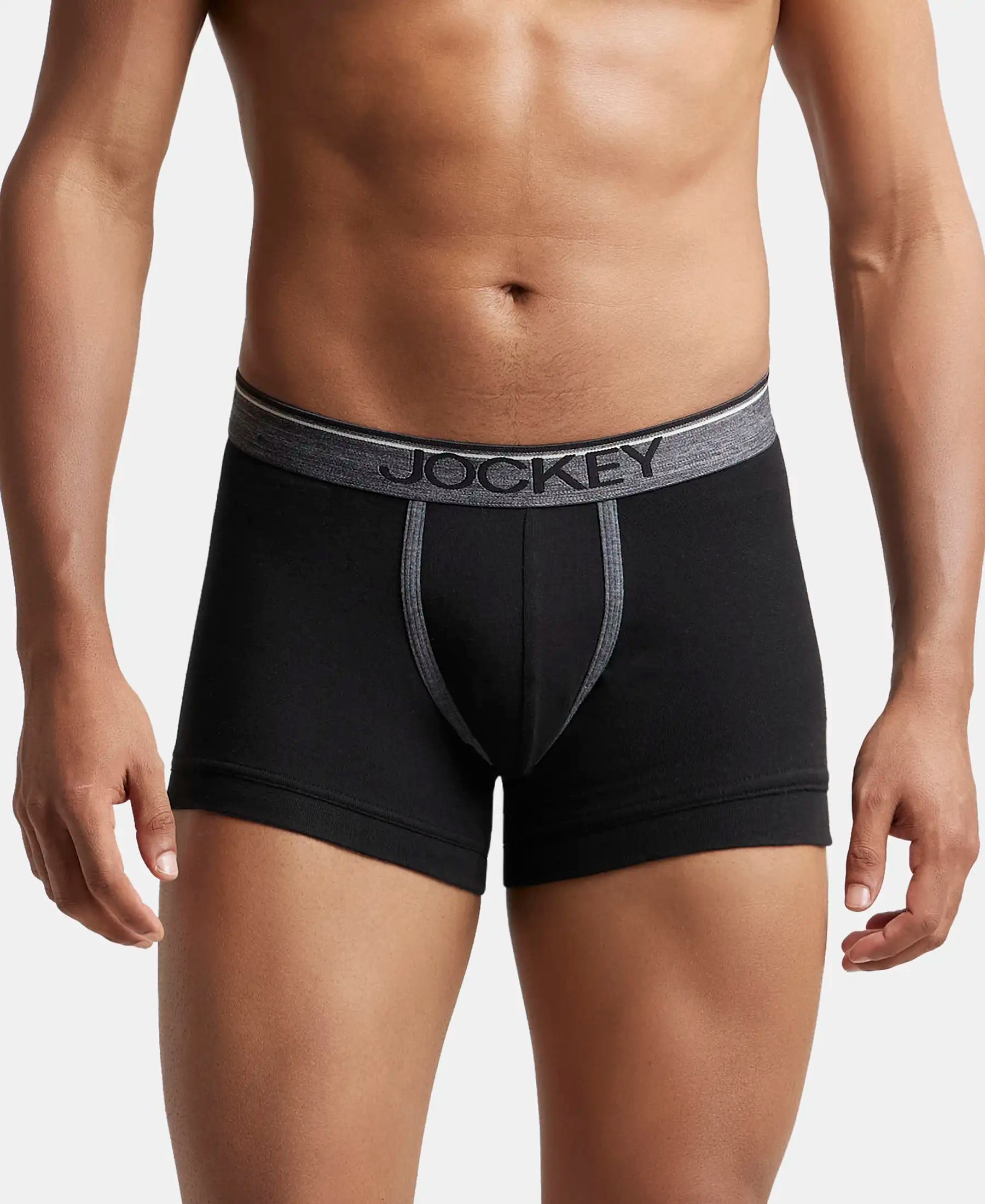 Super Combed Cotton Rib Solid Trunk with Ultrasoft Waistband - Black