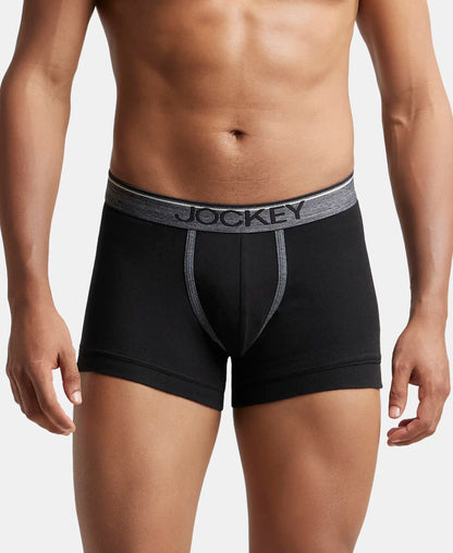 Super Combed Cotton Rib Solid Trunk with Ultrasoft Waistband - Black