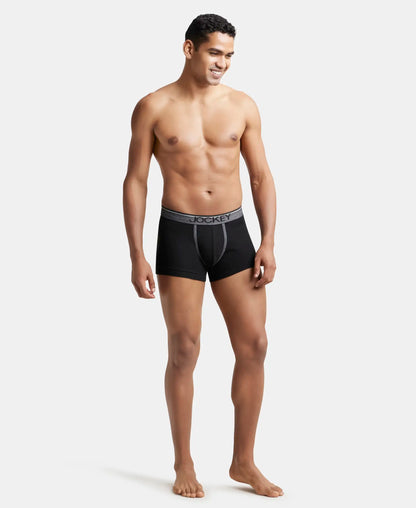 Super Combed Cotton Rib Solid Trunk with Ultrasoft Waistband - Black