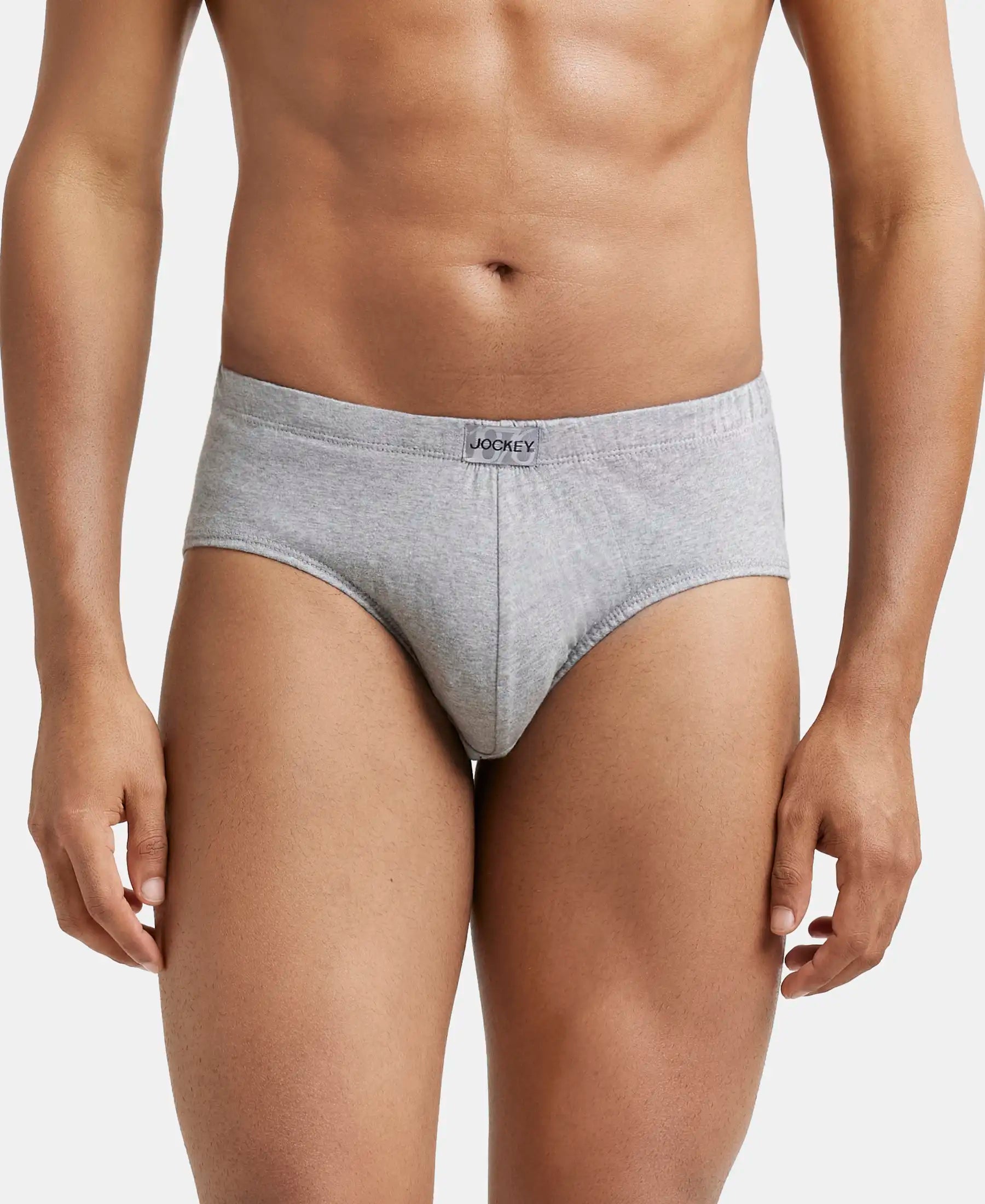 Super Combed Cotton Solid Brief with Ultrasoft Concealed Waistband - Grey Melange