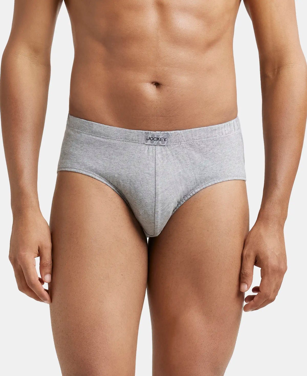 Super Combed Cotton Solid Brief with Ultrasoft Concealed Waistband - Grey Melange