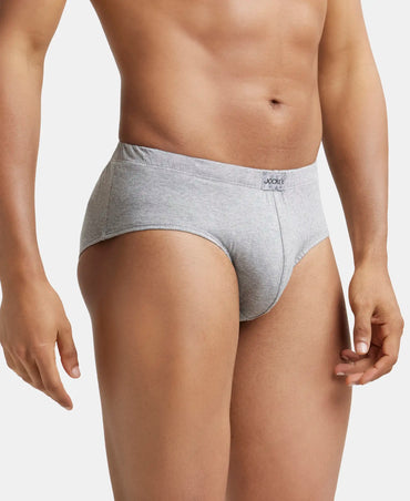 Super Combed Cotton Solid Brief with Ultrasoft Concealed Waistband - Grey Melange