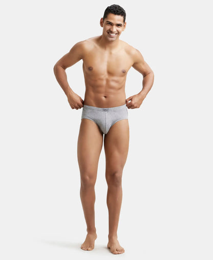 Super Combed Cotton Solid Brief with Ultrasoft Concealed Waistband - Grey Melange