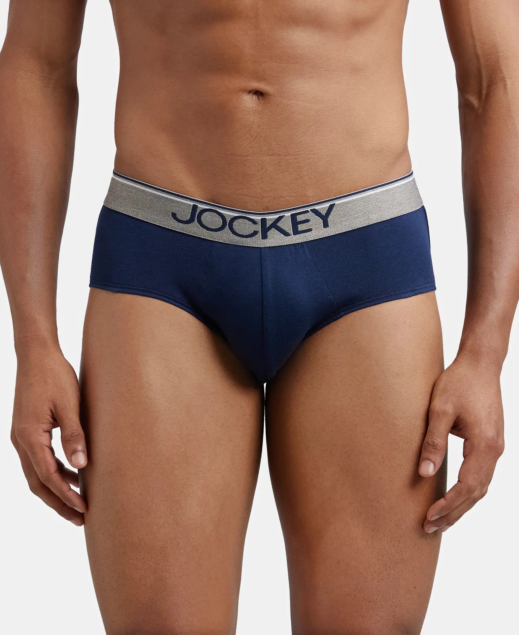 Super Combed Cotton Solid Brief with Ultrasoft Waistband - Deep Navy