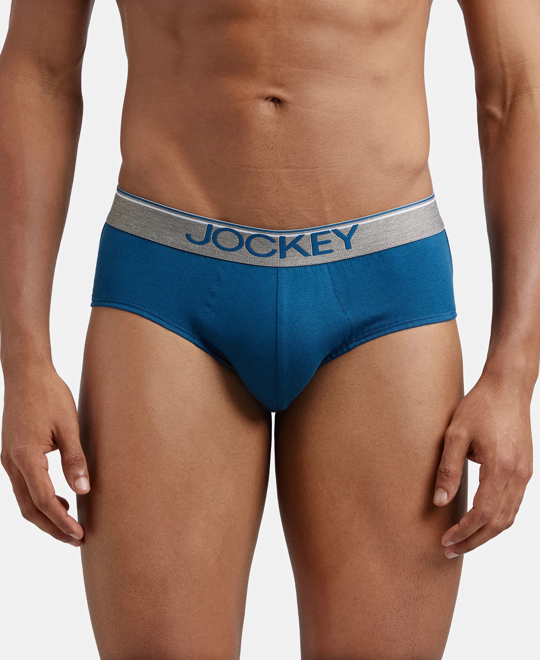 Super Combed Cotton Solid Brief with Ultrasoft Waistband - Seaport Teal