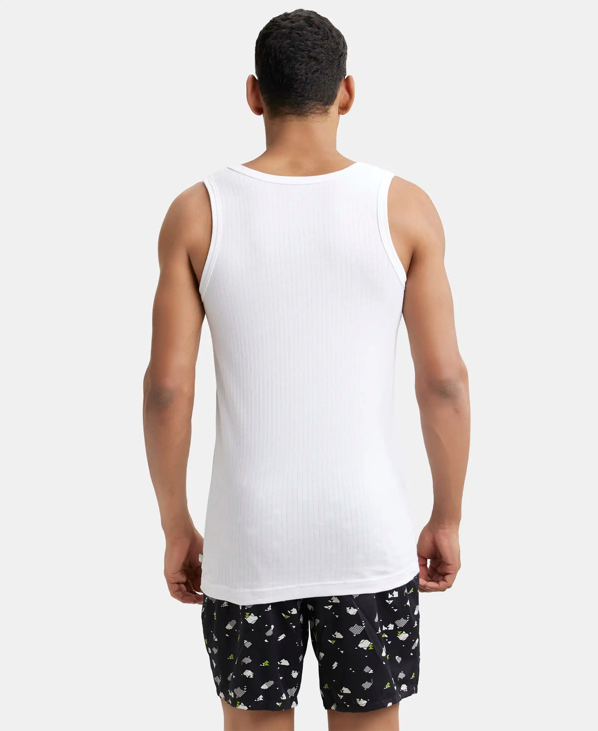 Super Combed Cotton Round Neck Sleeveless Vest - White