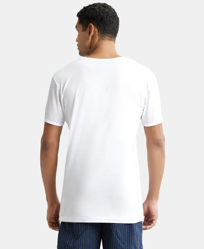 Super Combed Cotton Round Neck Half Sleeved Vest - White (Pack of 2)
