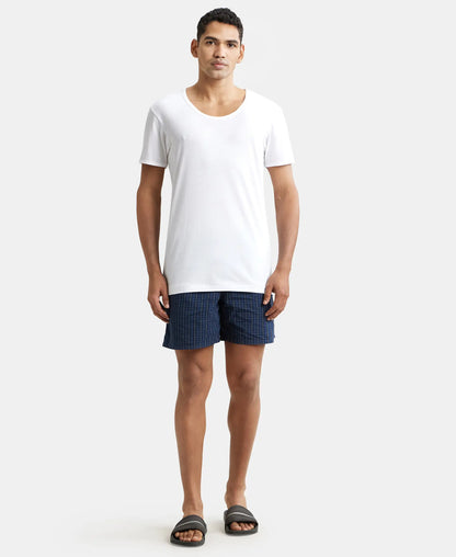 Super Combed Cotton Round Neck Half Sleeved Vest - White (Pack of 2)