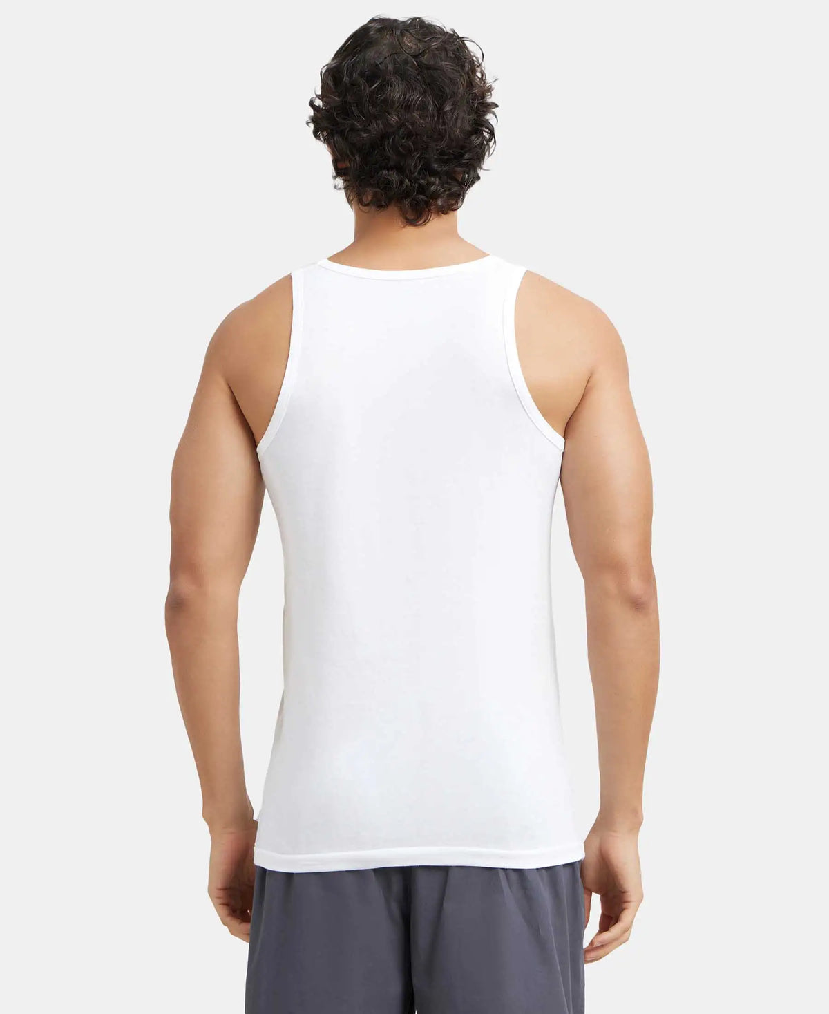 Super Combed Cotton Round Neck Sleeveless Vest - White