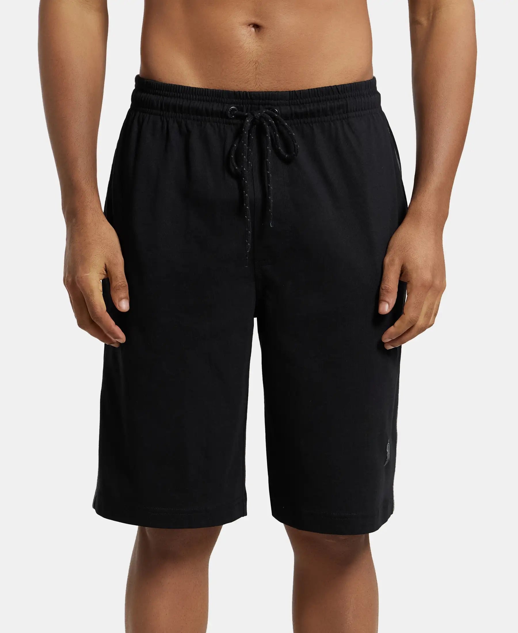 Super Combed Cotton Rich Regular Fit Shorts with Side Pockets - Black