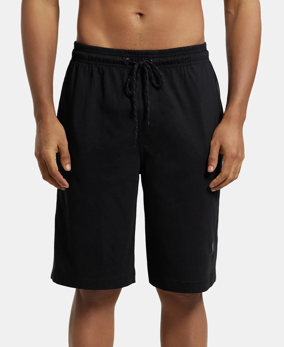 Super Combed Cotton Rich Regular Fit Shorts with Side Pockets - Black
