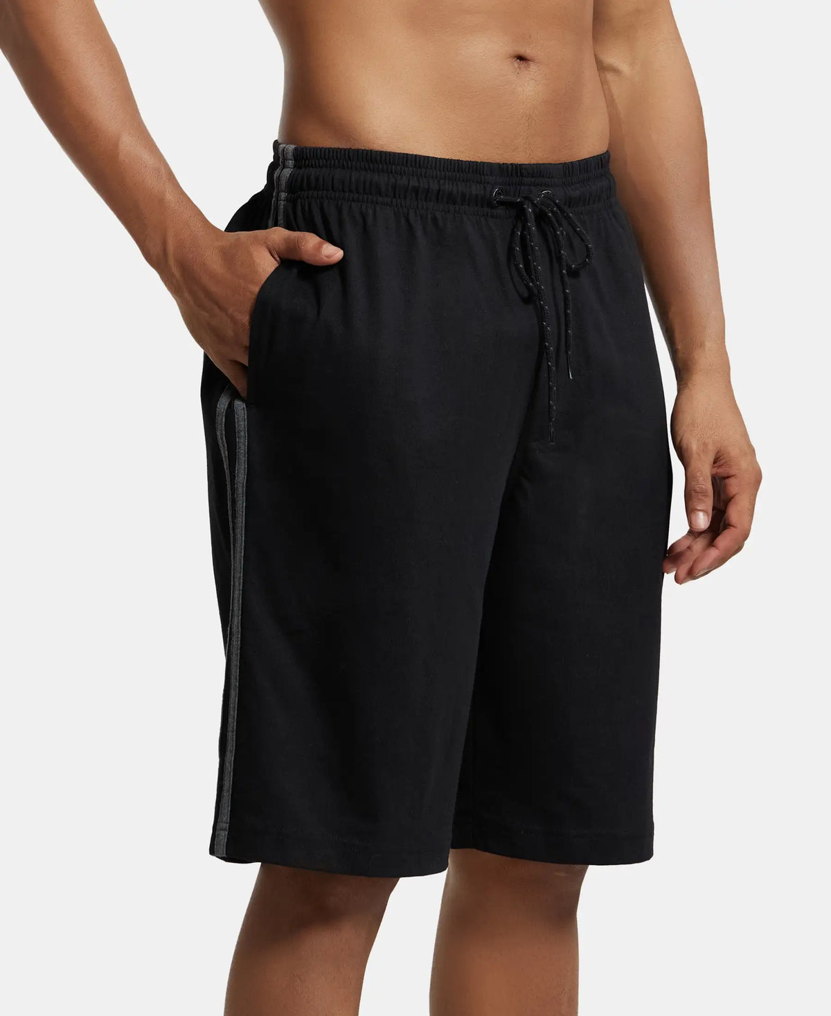 Super Combed Cotton Rich Regular Fit Shorts with Side Pockets - Black