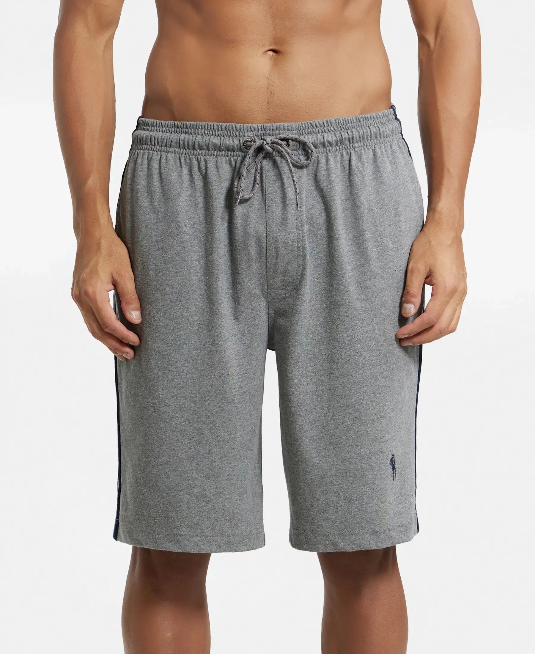 Super Combed Cotton Rich Regular Fit Shorts with Side Pockets - Grey Melange & Navy
