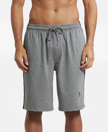 Super Combed Cotton Rich Regular Fit Shorts with Side Pockets - Grey Melange & Navy