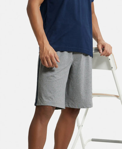 Super Combed Cotton Rich Regular Fit Shorts with Side Pockets - Grey Melange & Navy