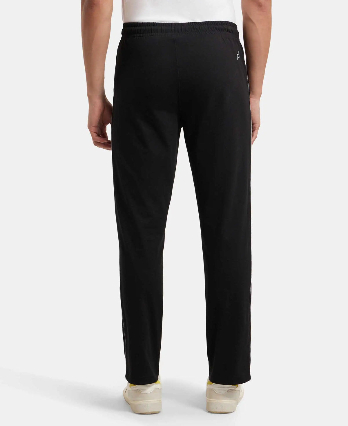 Super Combed Cotton Rich Regular Fit Trackpant with Side Pockets - Black & Grey Melange