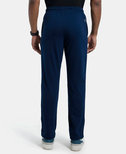 Super Combed Cotton Rich Regular Fit Trackpant with Side Pockets - Navy & Grey Melange