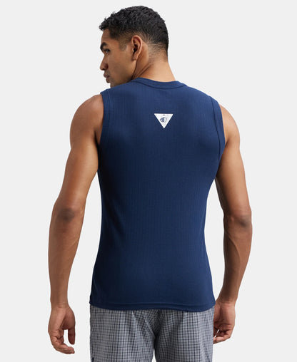 Super Combed Cotton Rib Solid Round Neck Muscle Vest - Navy