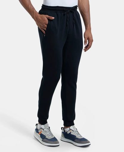 Super Combed Cotton Rich Slim Fit Jogger with Zipper Pockets - Black
