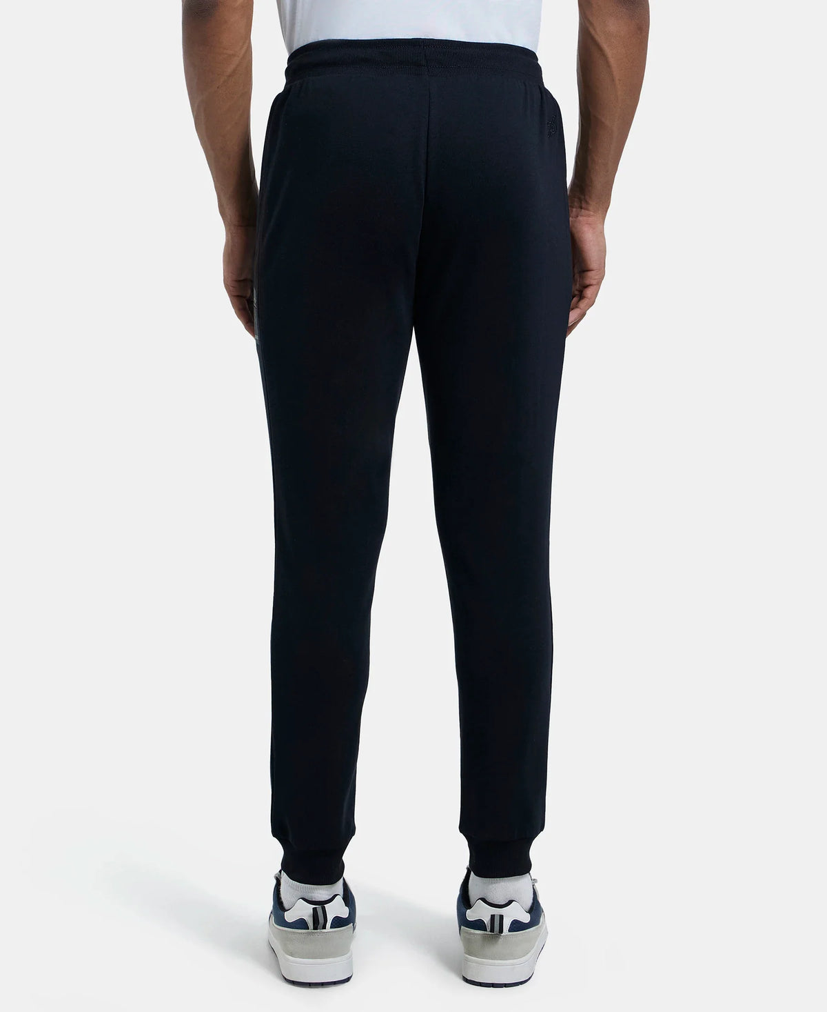 Super Combed Cotton Rich Slim Fit Jogger with Zipper Pockets - Black