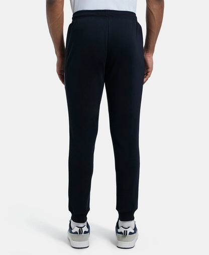 Super Combed Cotton Rich Slim Fit Jogger with Zipper Pockets - Black