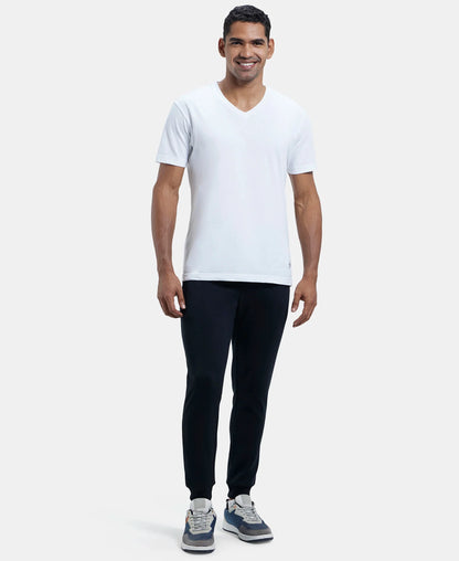 Super Combed Cotton Rich Slim Fit Jogger with Zipper Pockets - Black