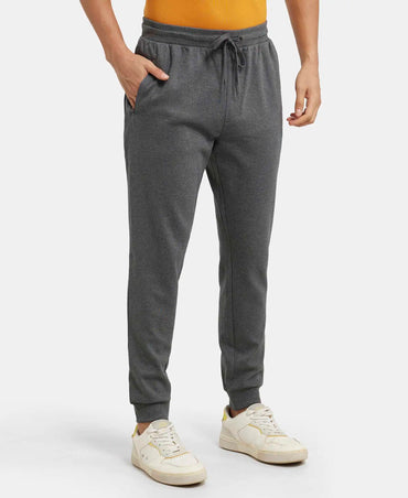 Super Combed Cotton Rich Slim Fit Jogger with Zipper Pockets - Charcoal Melange
