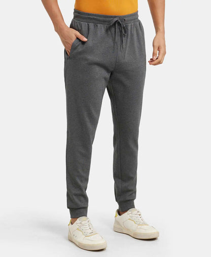 Super Combed Cotton Rich Slim Fit Jogger with Zipper Pockets - Charcoal Melange