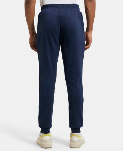 Super Combed Cotton Rich Slim Fit Jogger with Zipper Pockets - Navy