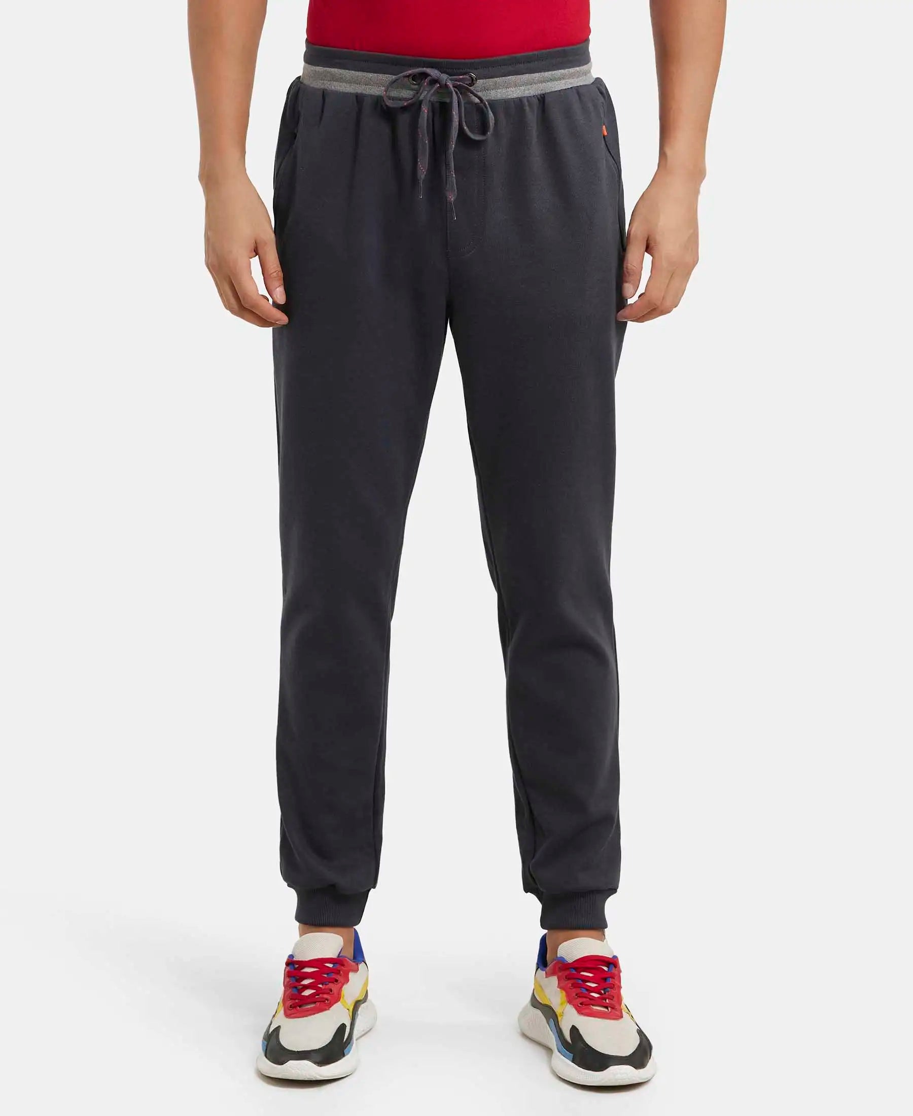 Super Combed Cotton Rich Pique Slim Fit Jogger with Zipper Pockets - Graphite