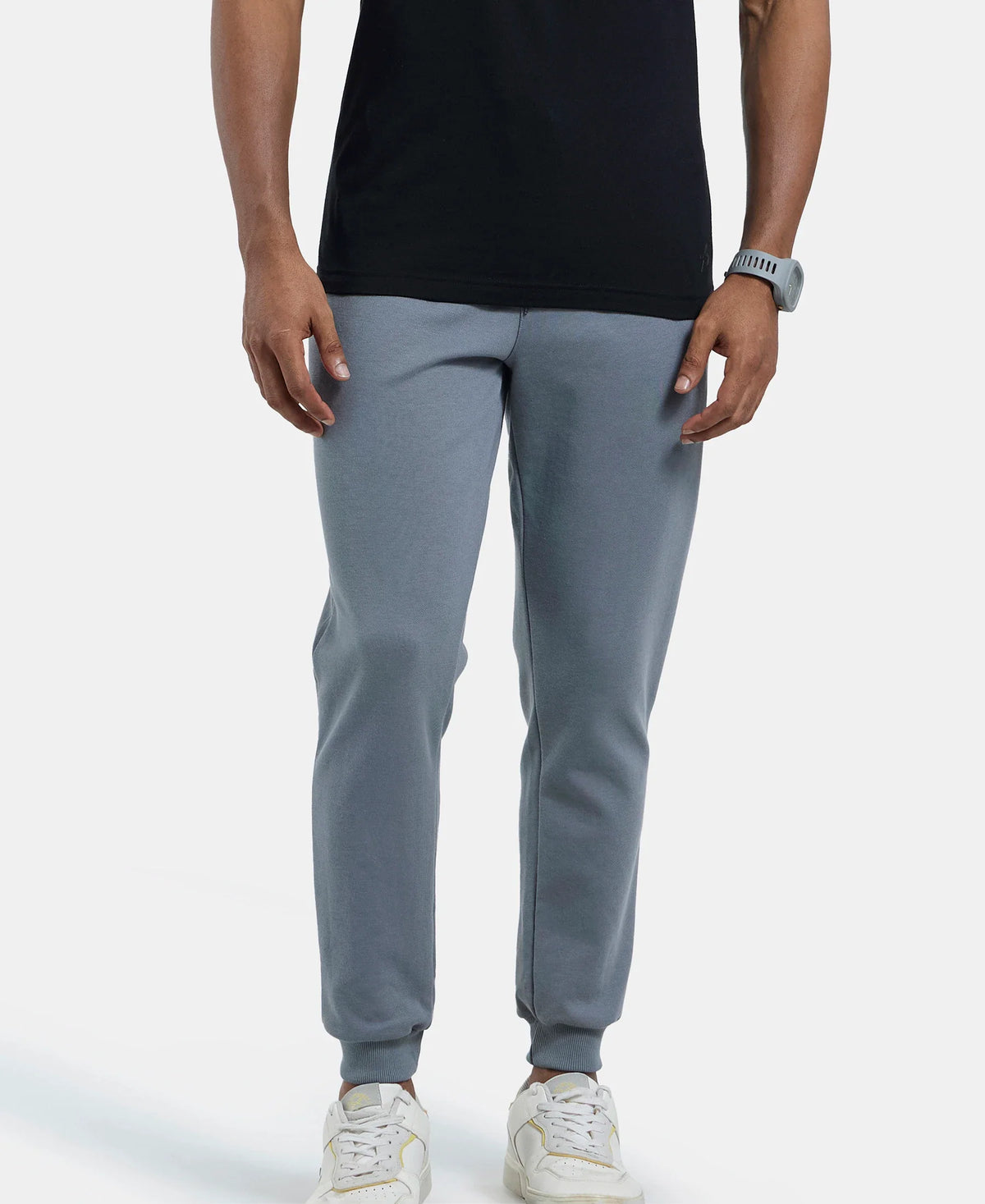 Super Combed Cotton Rich Pique Slim Fit Jogger with Zipper Pockets - Performance Grey