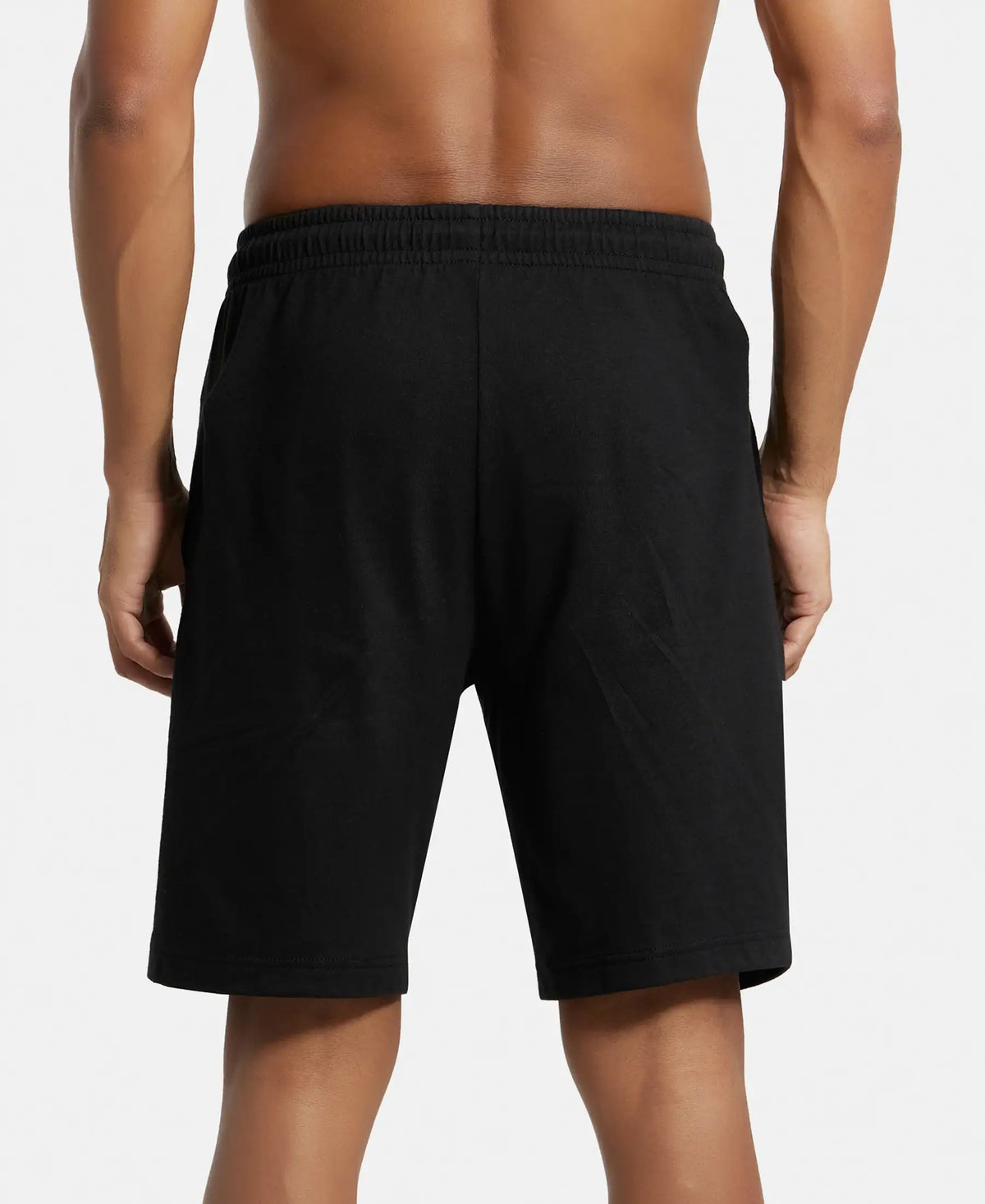 Super Combed Cotton Straight Fit Shorts with Side Pockets - Black